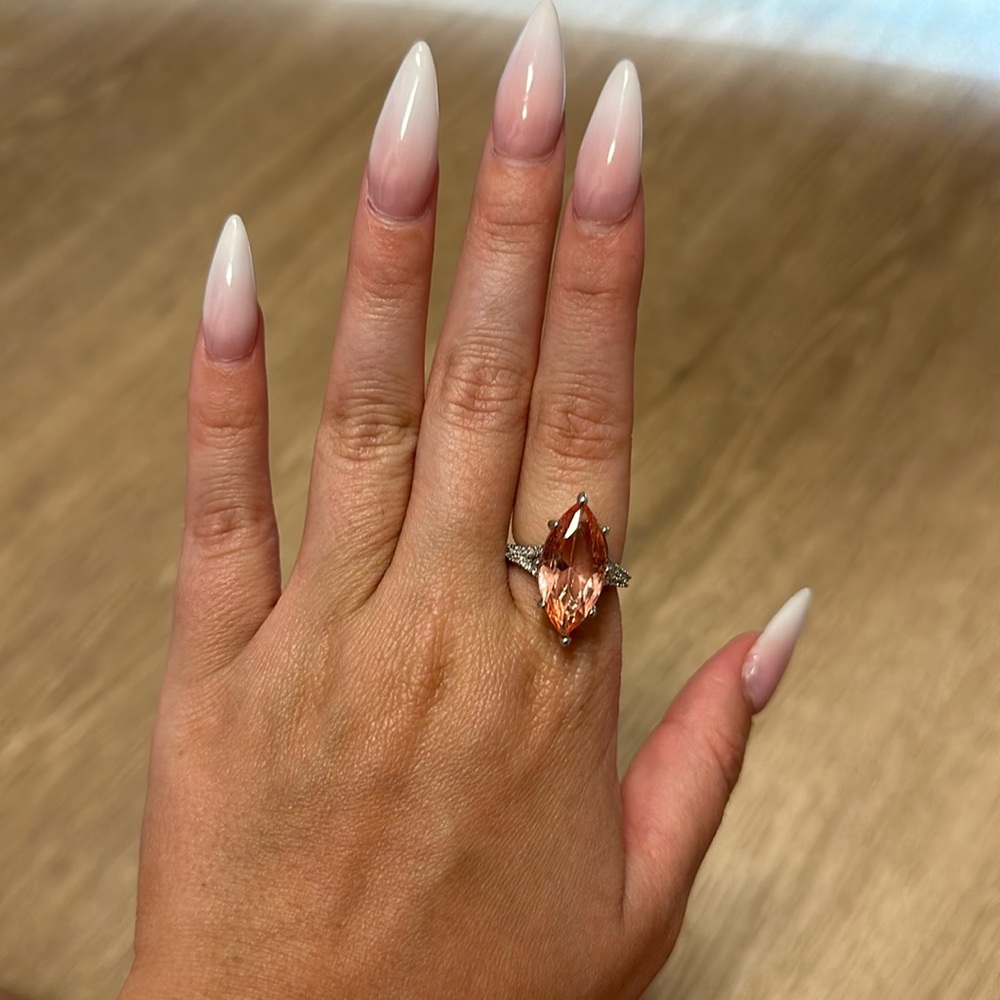 Coral crystal ring